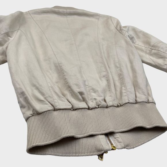 ZADIG & VOLTAIRE Lola Linen Double Zipper Skull Bomber Jacket Women's Medium - Picture 11 of 15